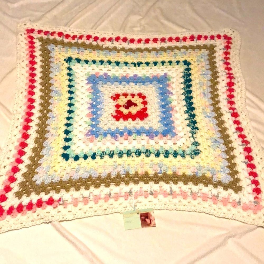 33x33 homemade crocheted baby blanket. Excellent and soft.